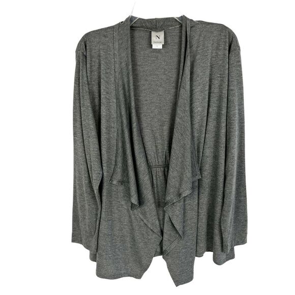 Natori Gray Long Sleeve Lightweight Waterfall Open Cardigan Sweater Women Large - Picture 1 of 5